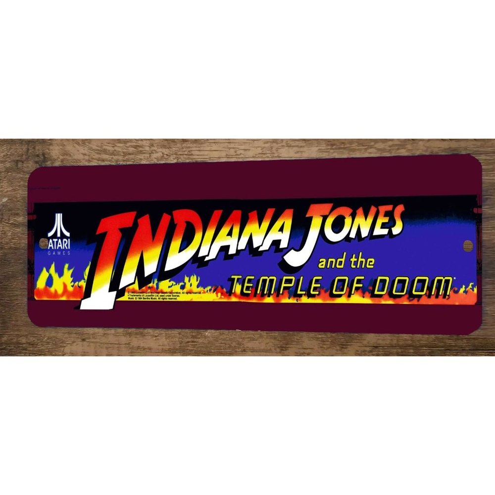 Temple of Doom Indiana Jones Arcade 4x12 Metal Wall Video Game Sign